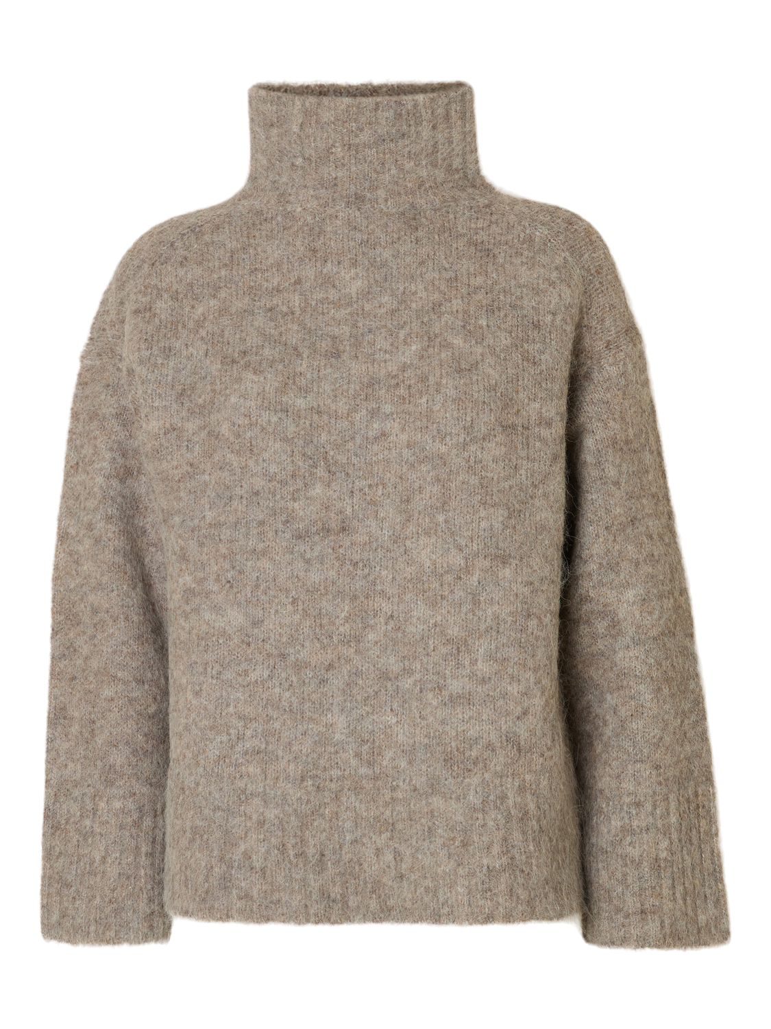 Slfgabriella Ls Knit High Neck Noos Beige