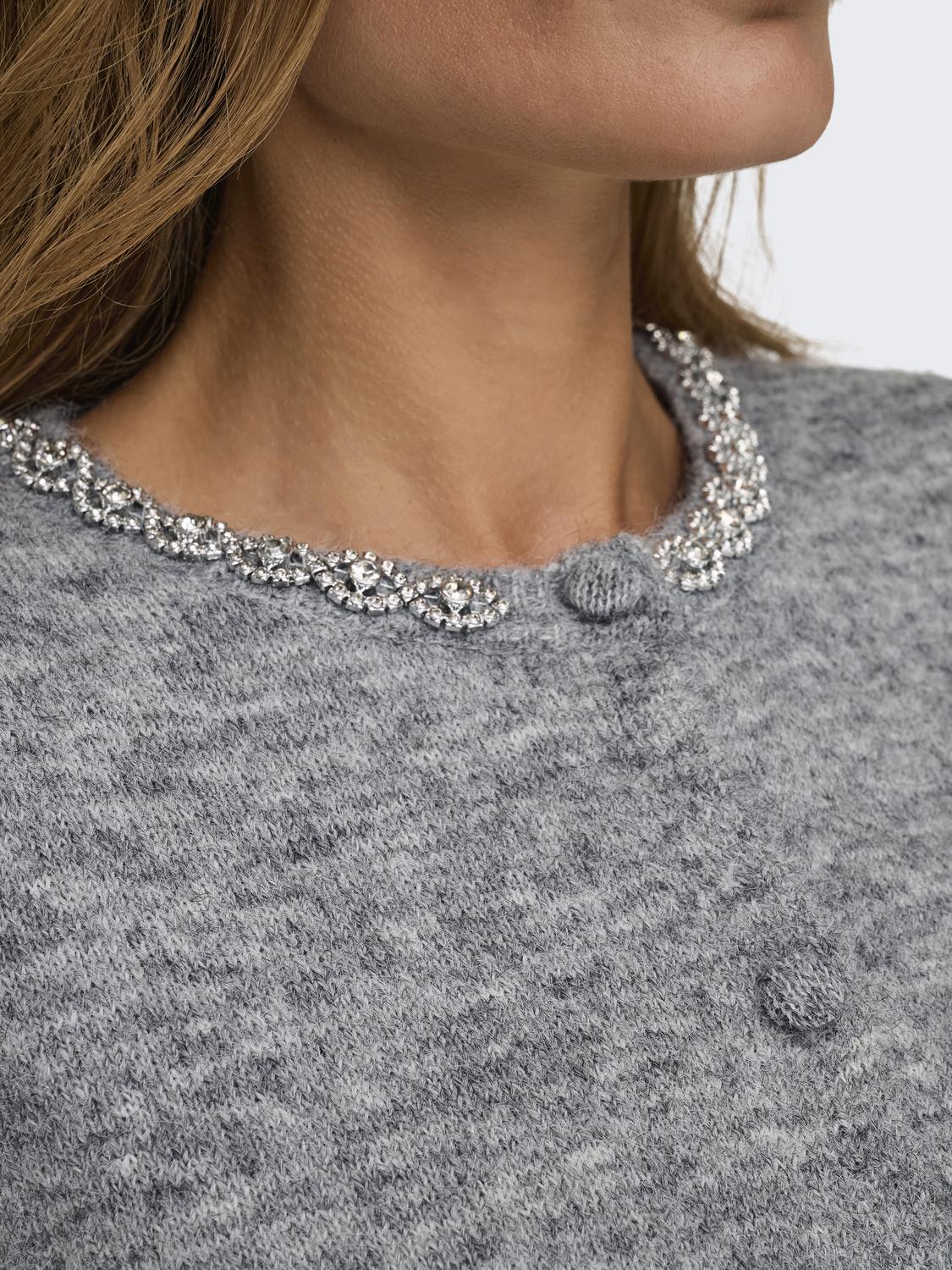 Jdyalva Life 2/4 Embel Cardigan Knt Noos Grå