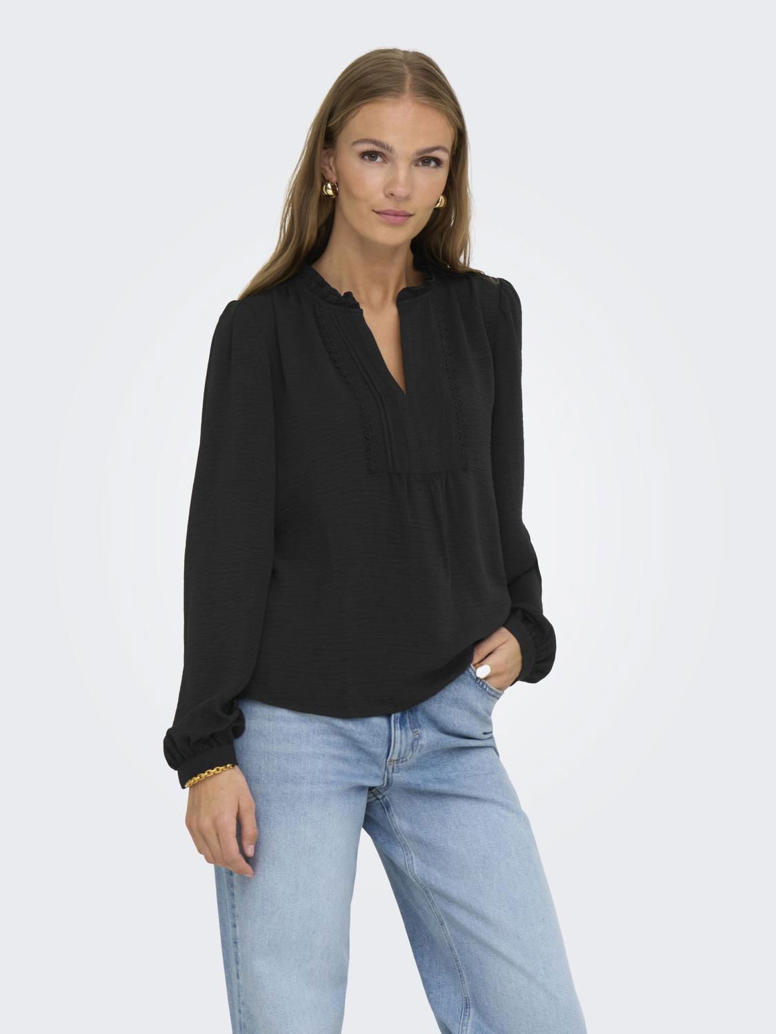 Jdyrachel Life L/s Pintuck Top Wvn Noos Sort