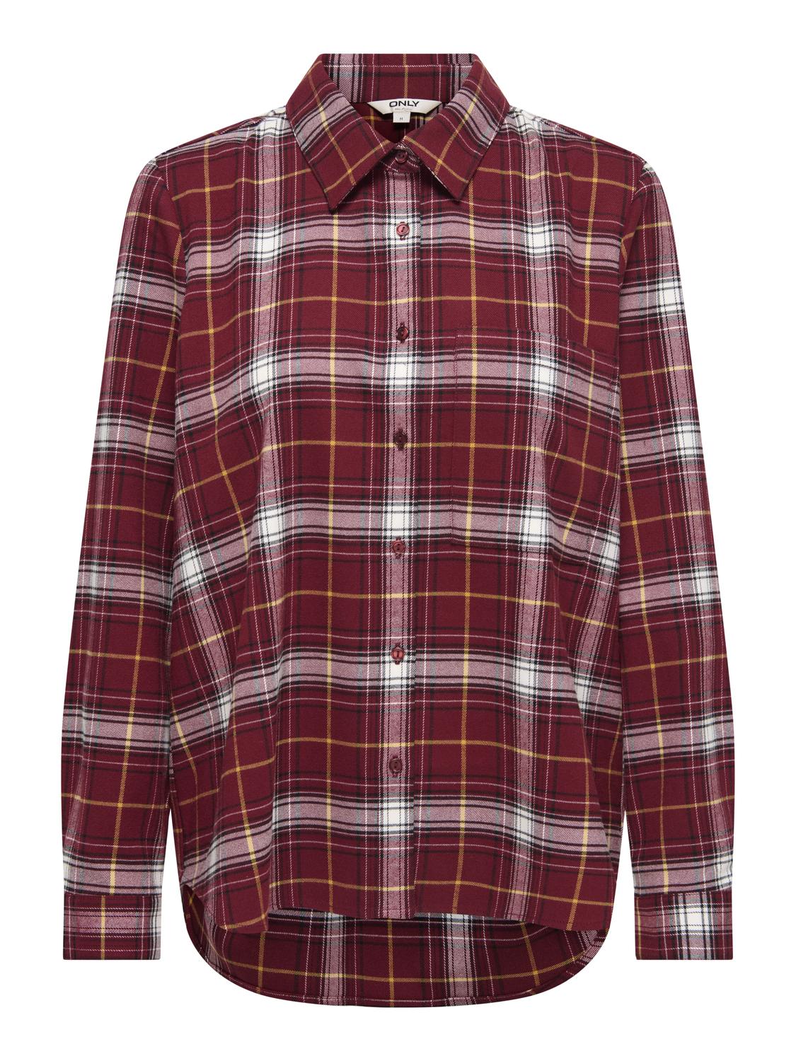 Onlwren Check Shirt Wvn Mørkerød