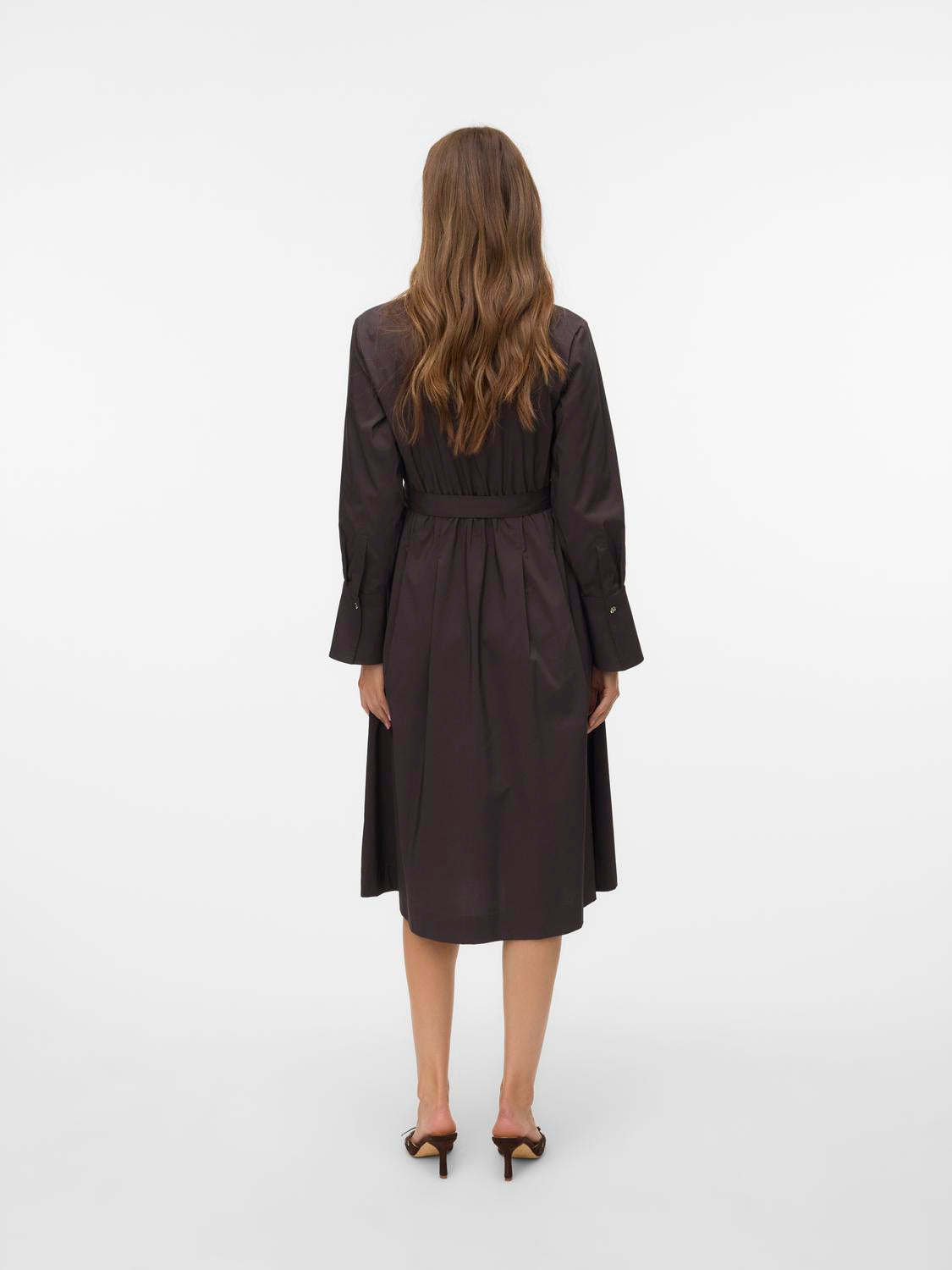Vmfriba Ls Calf Dress Wvn Ga Mørkebrun