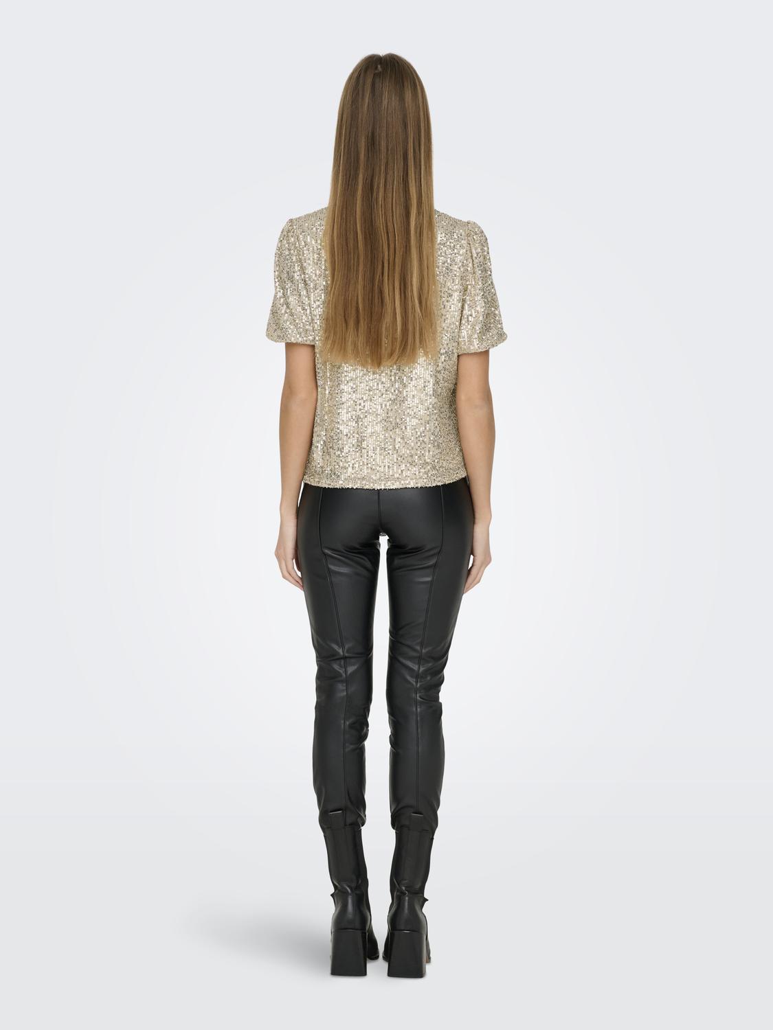 Onlana S/s Loose Sequins Top Jrs Lysegrå