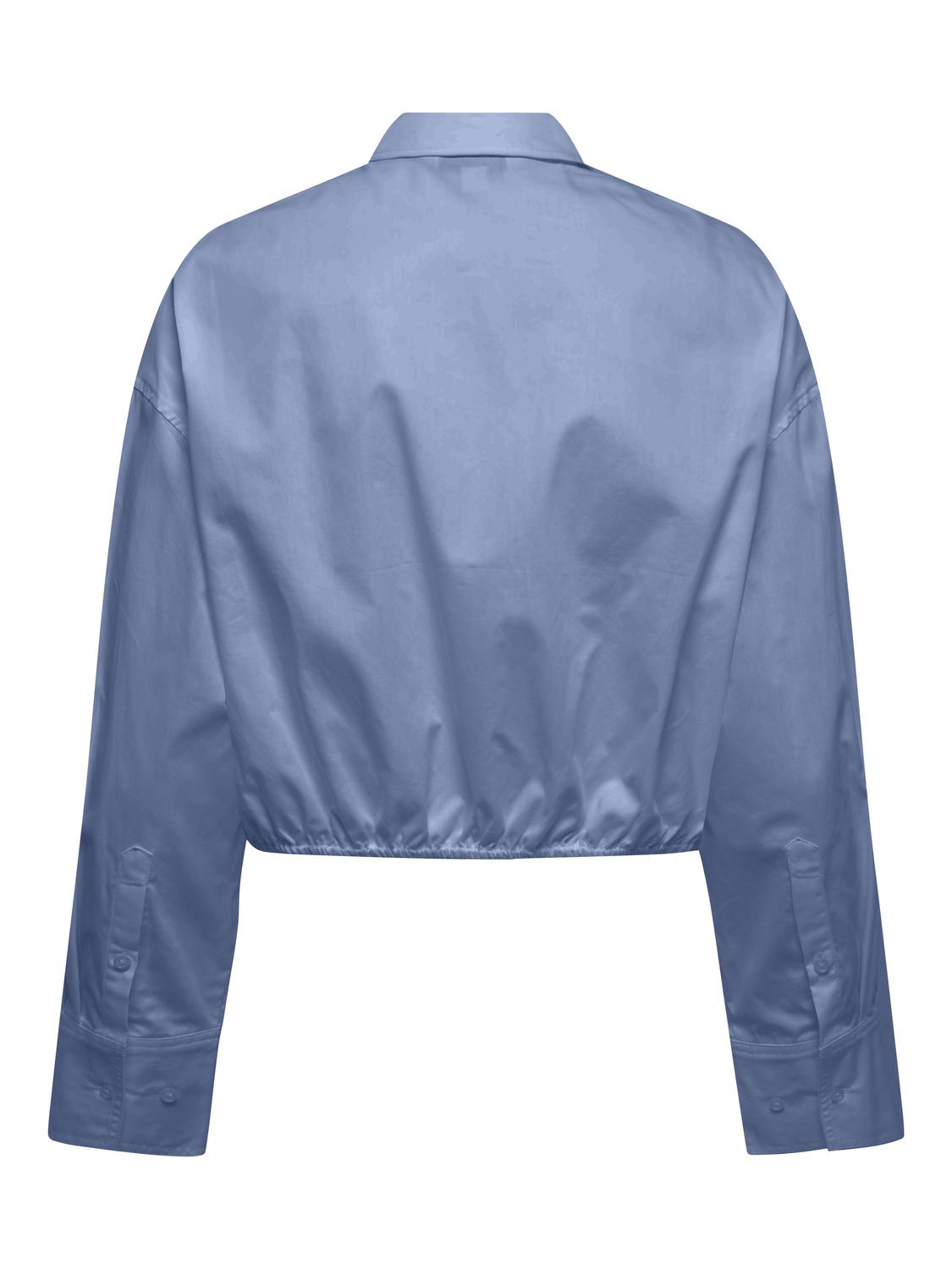 Onlhazel Ls Cropped Elastic Shirt Wvn Blå
