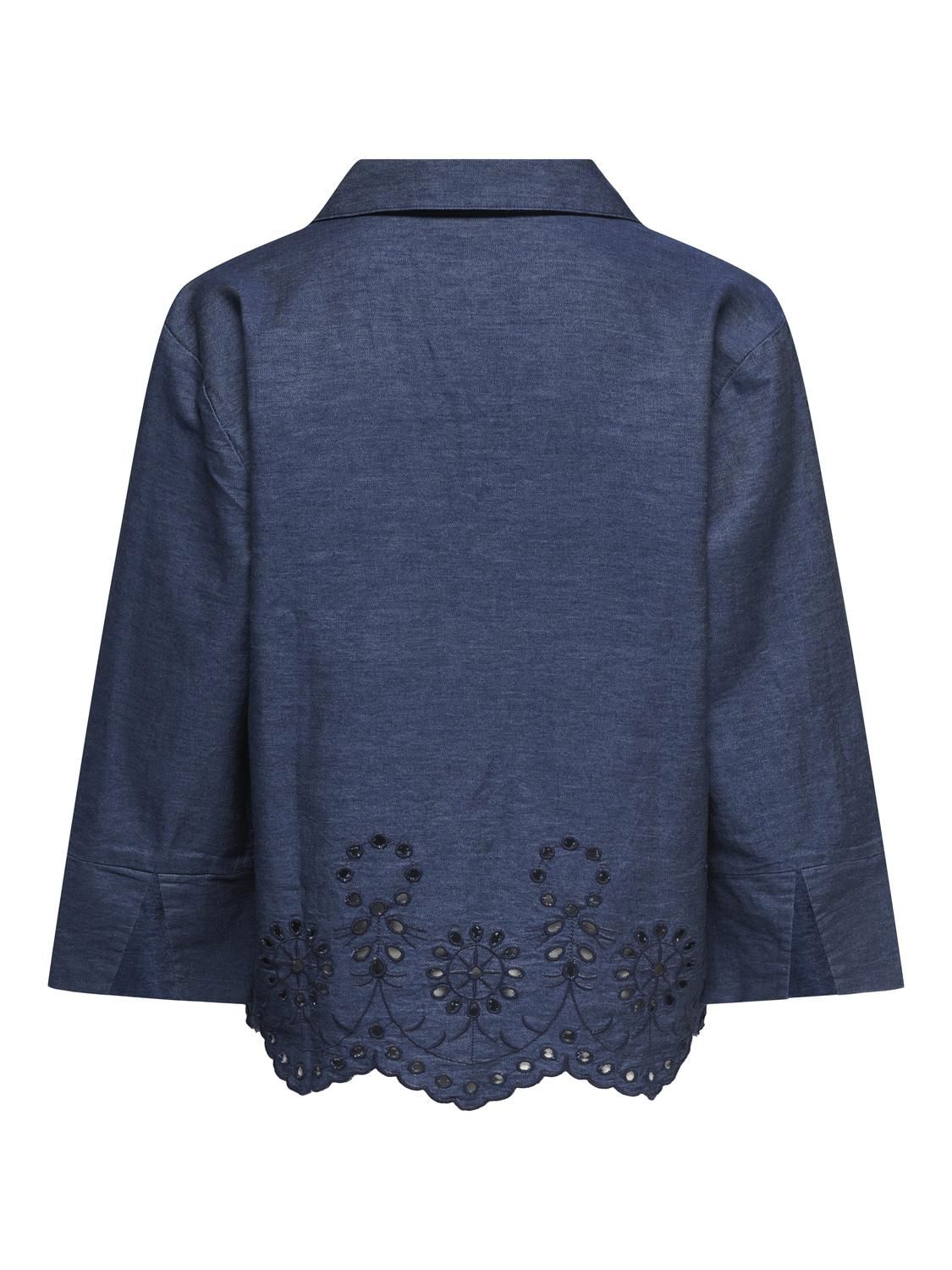 Jdybille L/s Chambray Embroidery Top Wvn Blå