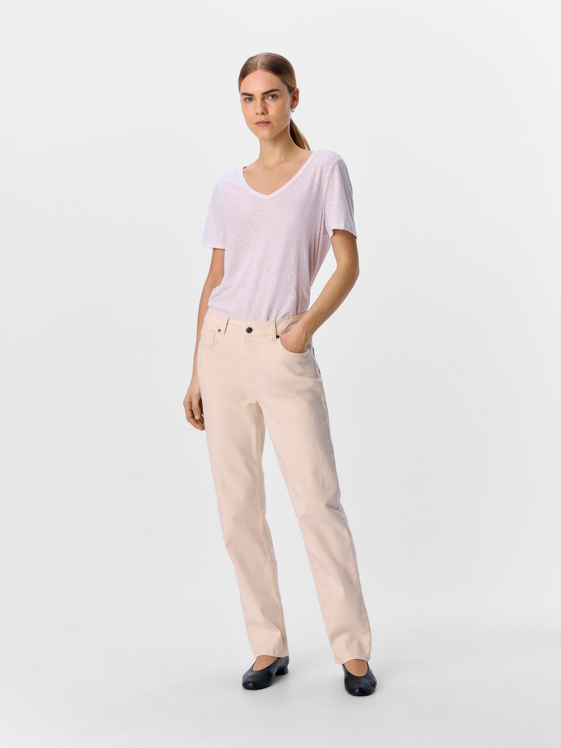 OBJSAVA ELLEN MW STRAIGHT TWL JEANS NOOS Beige