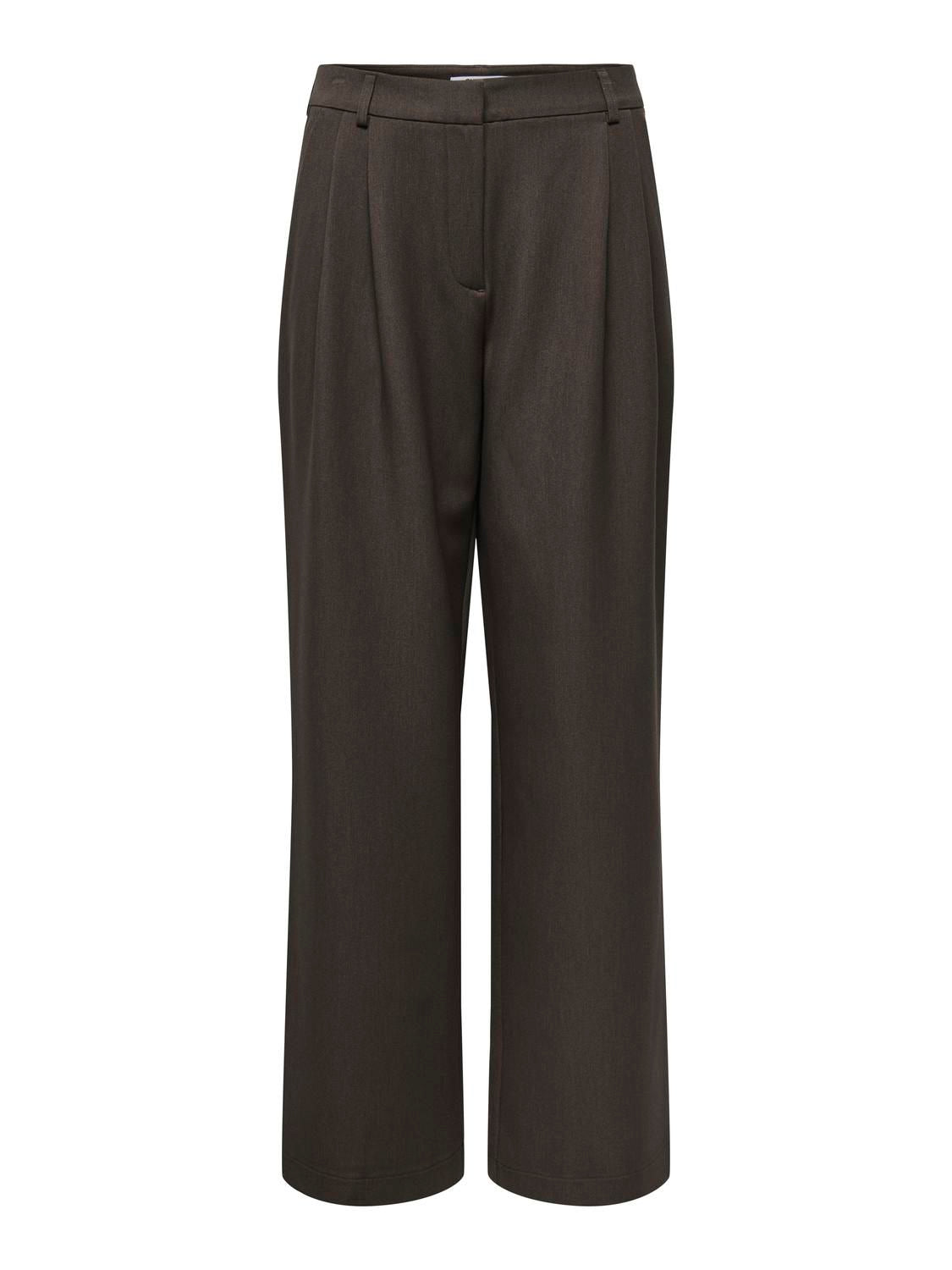 Onlhattie Hw Pleat Str Pant Tlr Noos Brun