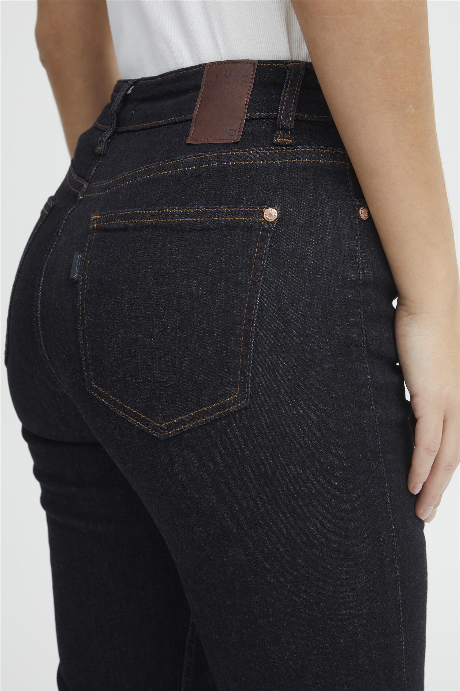Pzemma Hw Jeans Medium Straight Leg Blå