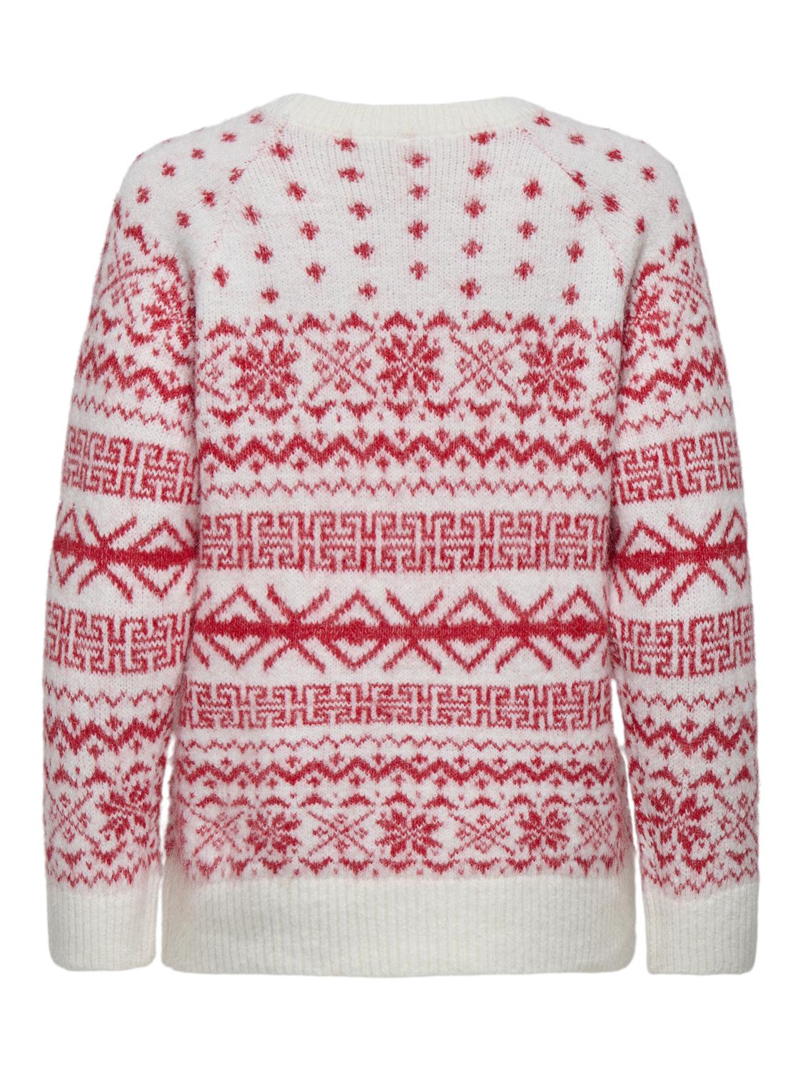 Onlxmas Nordic Ls O-Neck Knt Hvit