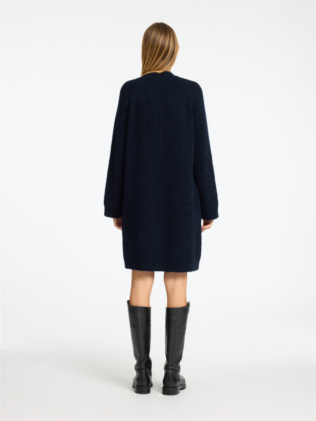 SLFLULU LS HIGH NECK KNIT DRESS Dark Sapphire