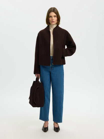 Slwjacqueline Wool Blend Jacket Noos Brun