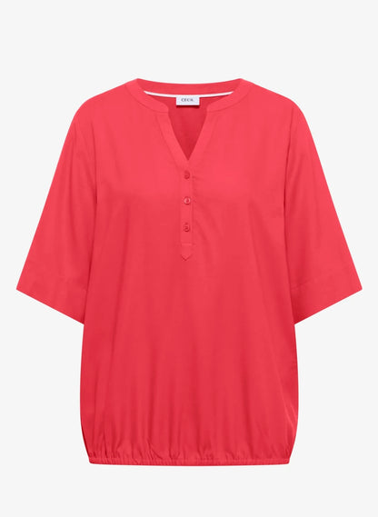 Solid splitneck blouse Coral