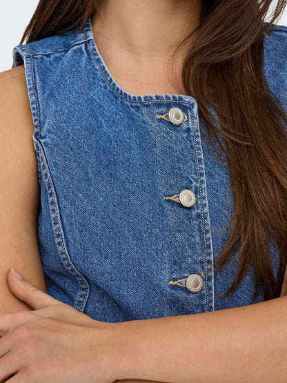 Onlgiulina S/l Button Waistcoat Dnm Blå