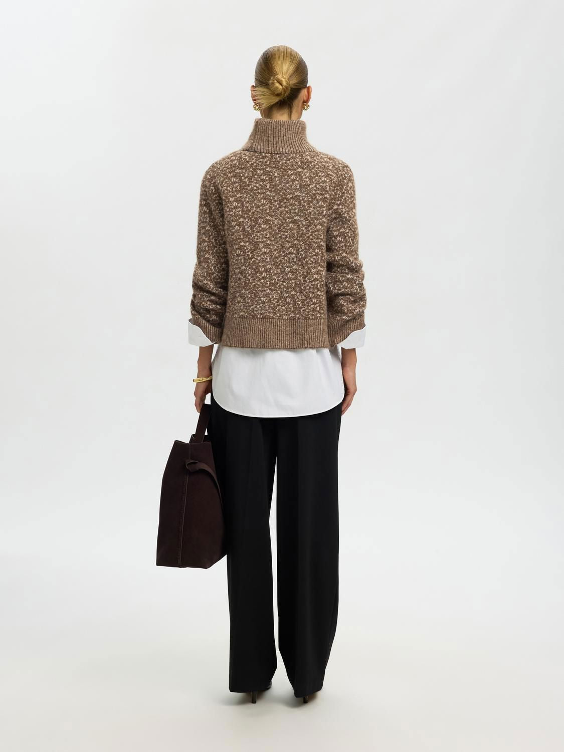 Slwlulu Duo Ls Knit High Neck Noos Brun