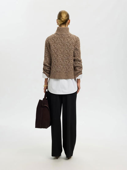 Slwlulu Duo Ls Knit High Neck Noos Brun