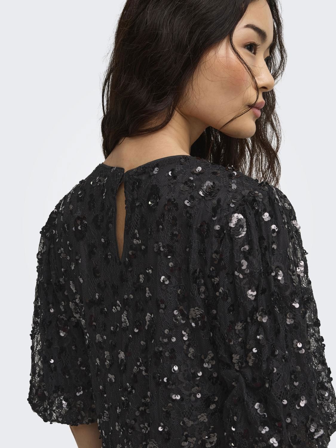 Onlcely S/s Sequins Short Dress Wvn Sort