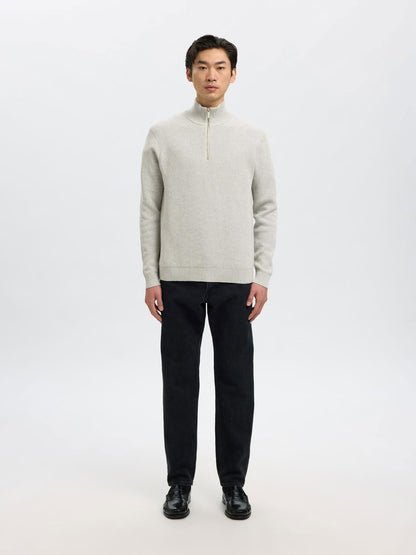 Slmdane Ls Knit Structure Half Zip Noos Grå