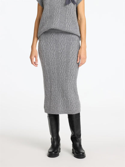 SLFELINA MARIE MW KNIT SKIRT Medium Grey Melange