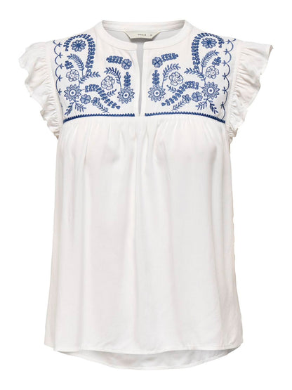 Onlvestine S/s Top Wvn Noos Hvit