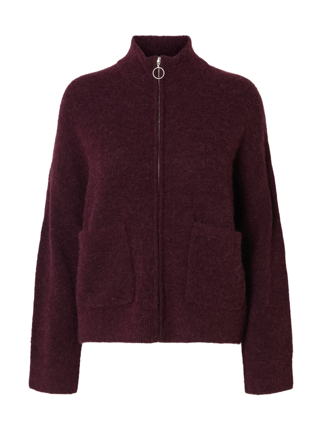 Slfsia Ras Ls Knit Zipper Cardigan Noos Mørkelilla