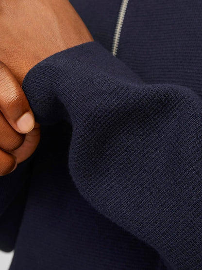 Jprmilano Stitch Knit Half Zip Sn Blå