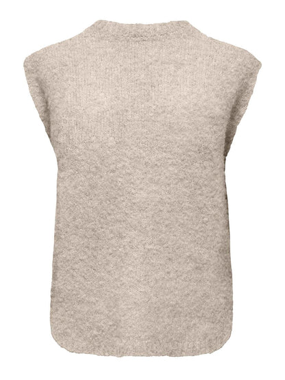 Onlbouble Sl O-Neck Zip Vest Knt Beige