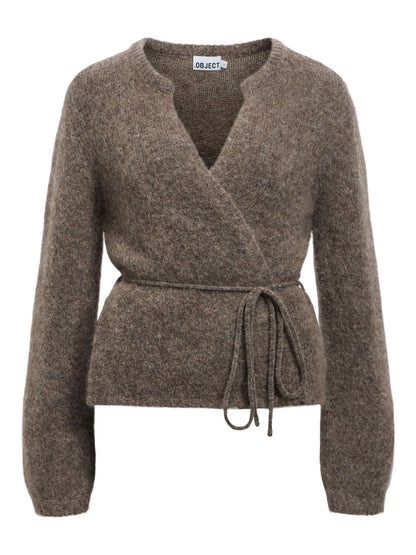 Objnete L/s Re Tie Cardigan Noos Brun