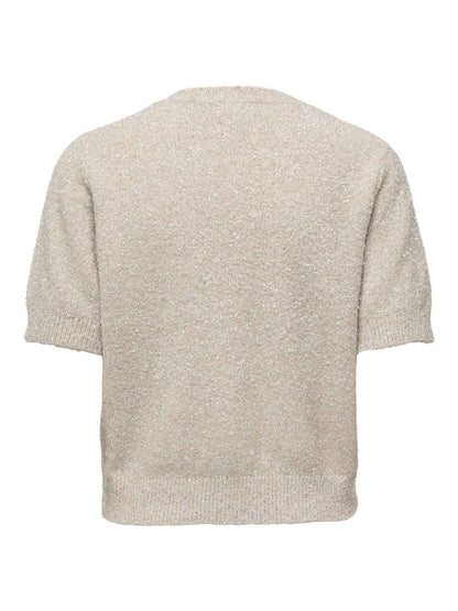 Jdynadine S/s Glitter Cardigan Knt Beige