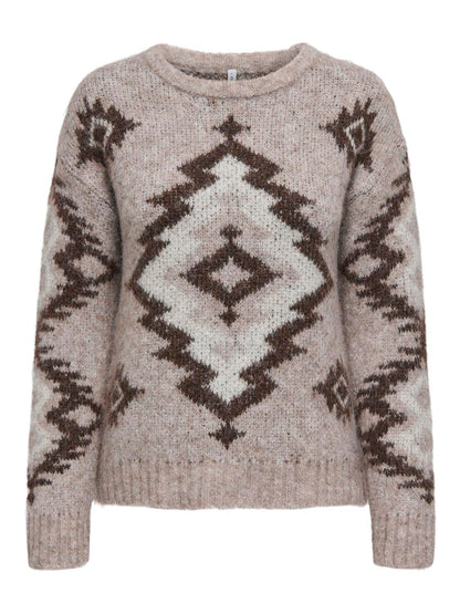 Onlazu Ls Jq O-Neck Cc Knt Lysebrun