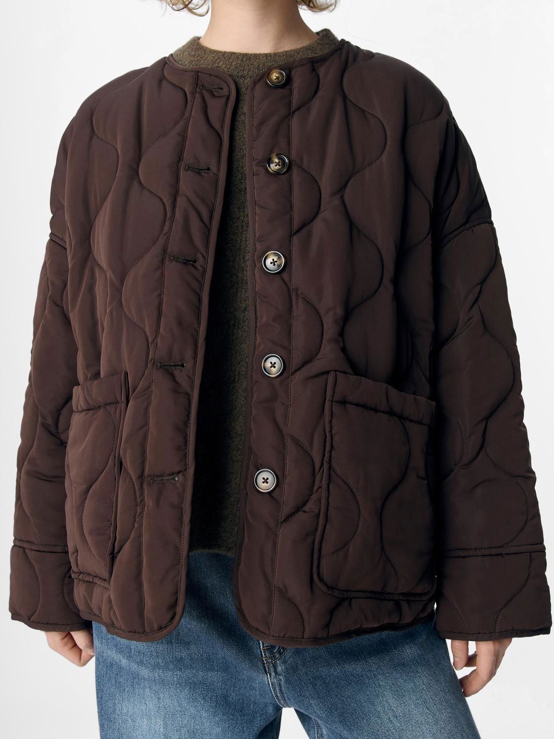 Objallie Ls Lo Quilted Jacket Noos Brun