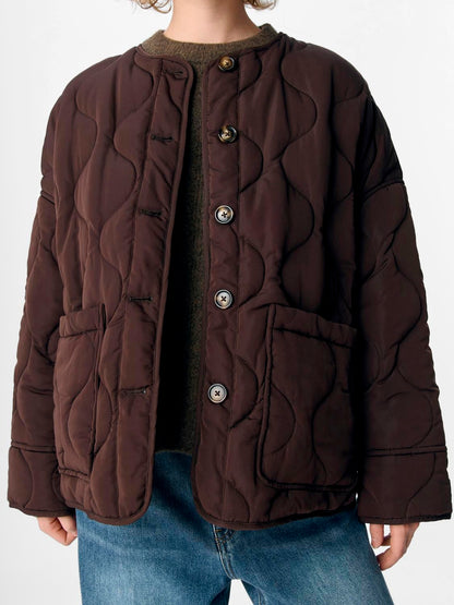 Objallie Ls Lo Quilted Jacket Noos Brun