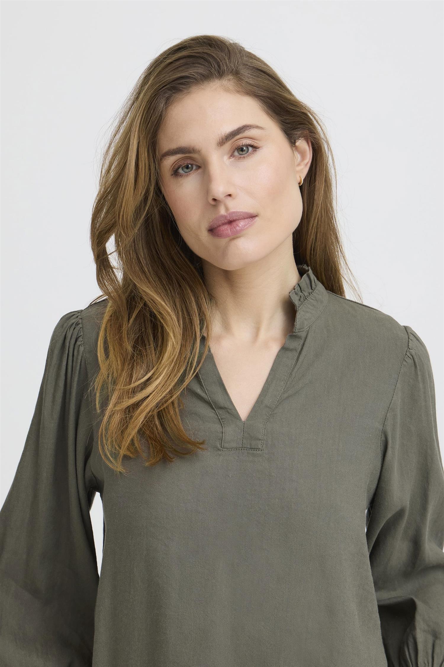 Pzluca Frill Blouse Grønn