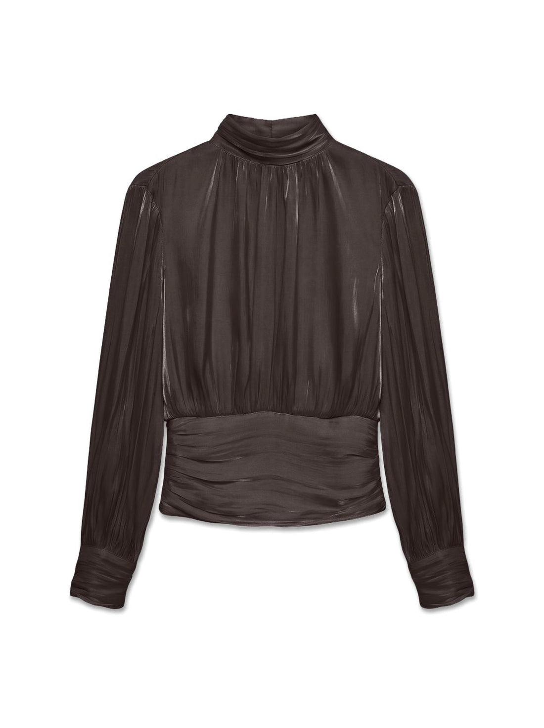 Vmpolly Ls High Neck Top Wvn Brun