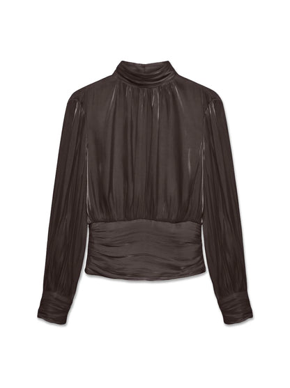 Vmpolly Ls High Neck Top Wvn Brun