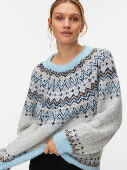 Vmjuliana Ls O-Neck Pullover Boo Grå