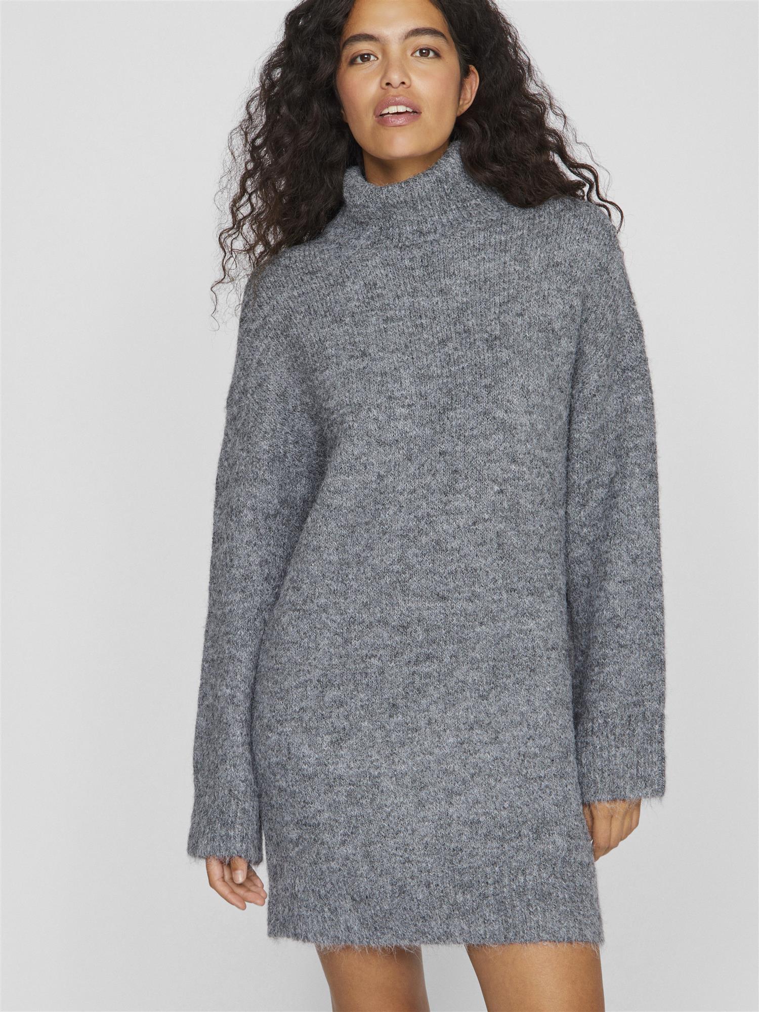 VINYNNI L/S KNIT DRESS/R Medium Grey Melange