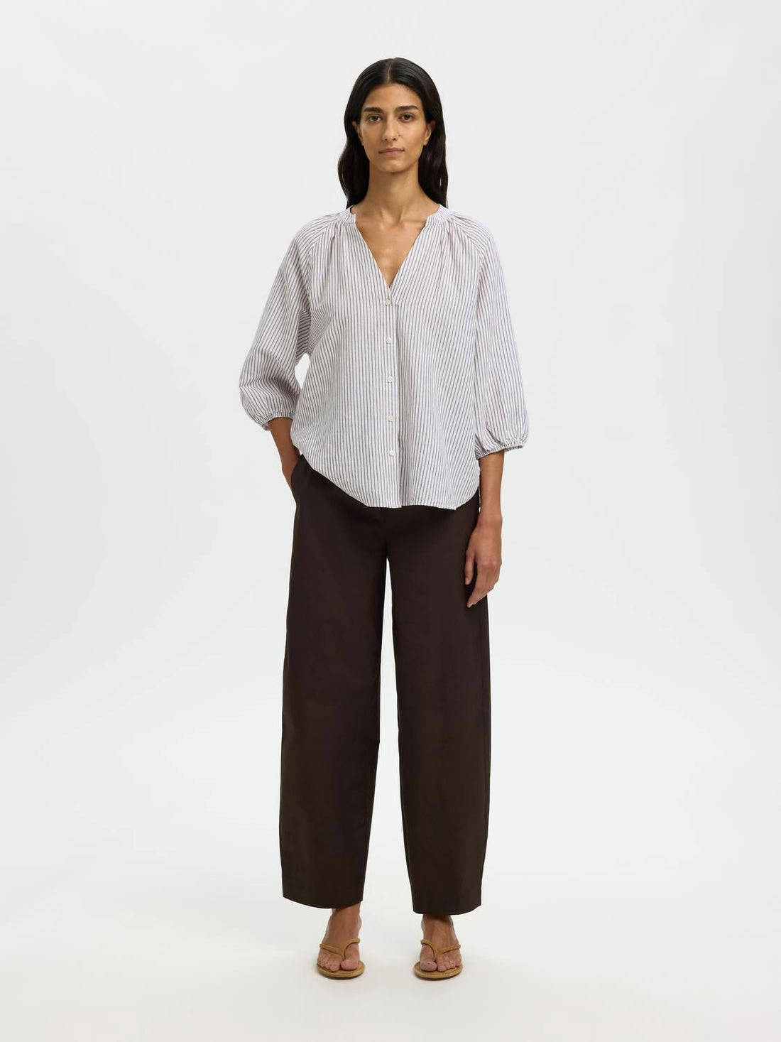 Slwcleo-Alberta Linen Blend Shirt Noos Hvit