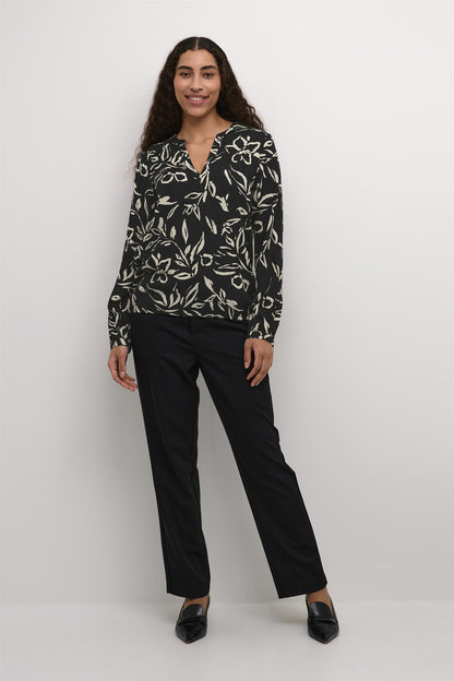 KAditte Blouse Black/Sand Painted Flower