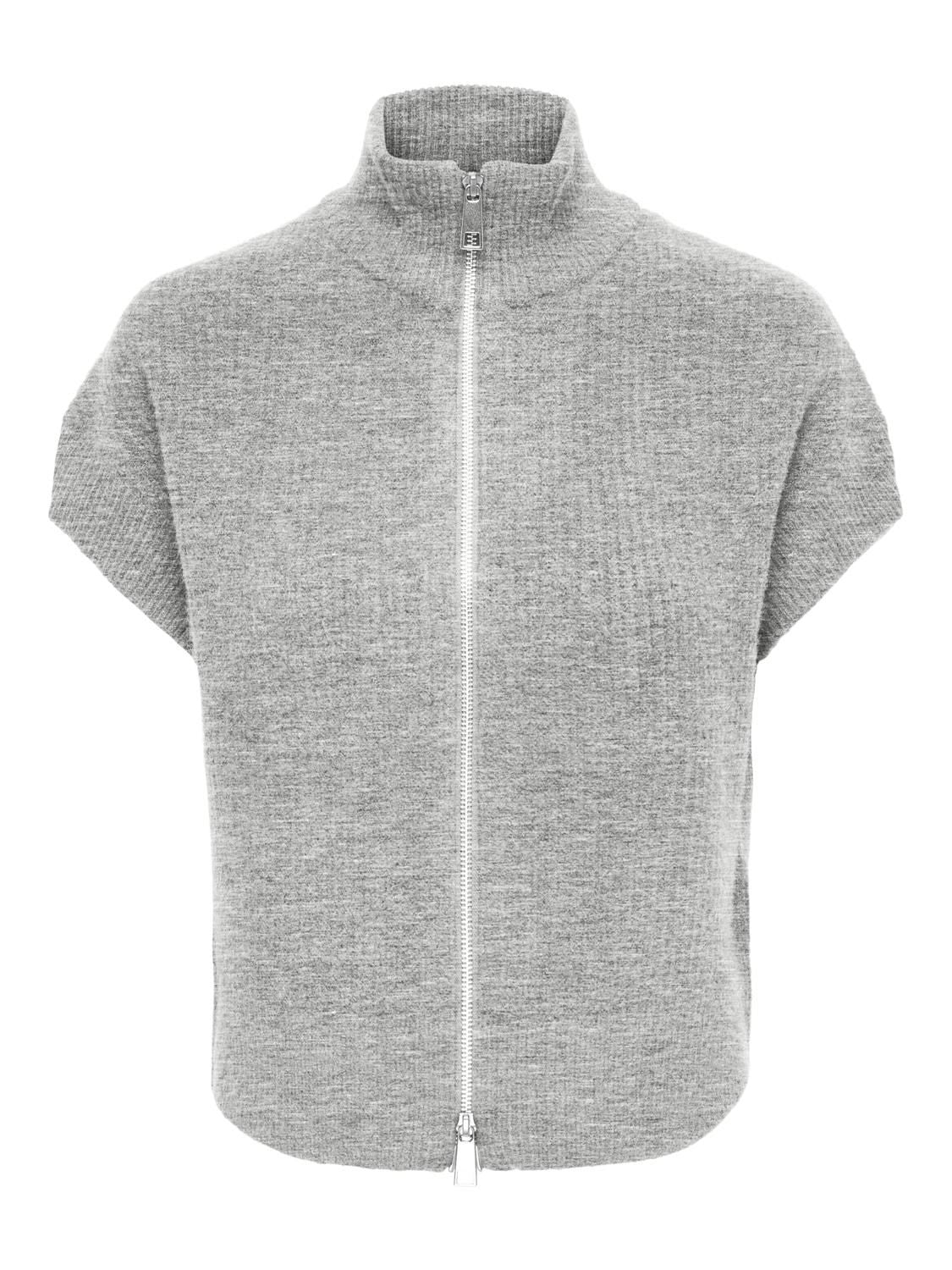 Onlbianca Sl Highneck Zip Vest Knt Grå