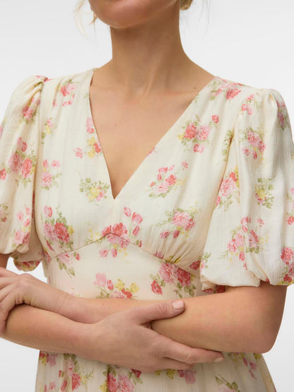 Vmbella 2/4 V-Neck Short Dress Wvn Grå