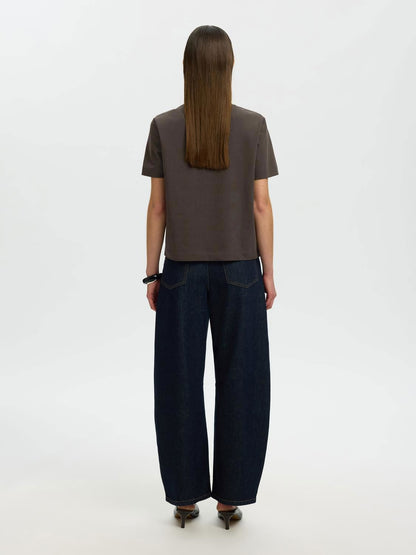 Slwessential Ss Boxy Tee Noos Brun