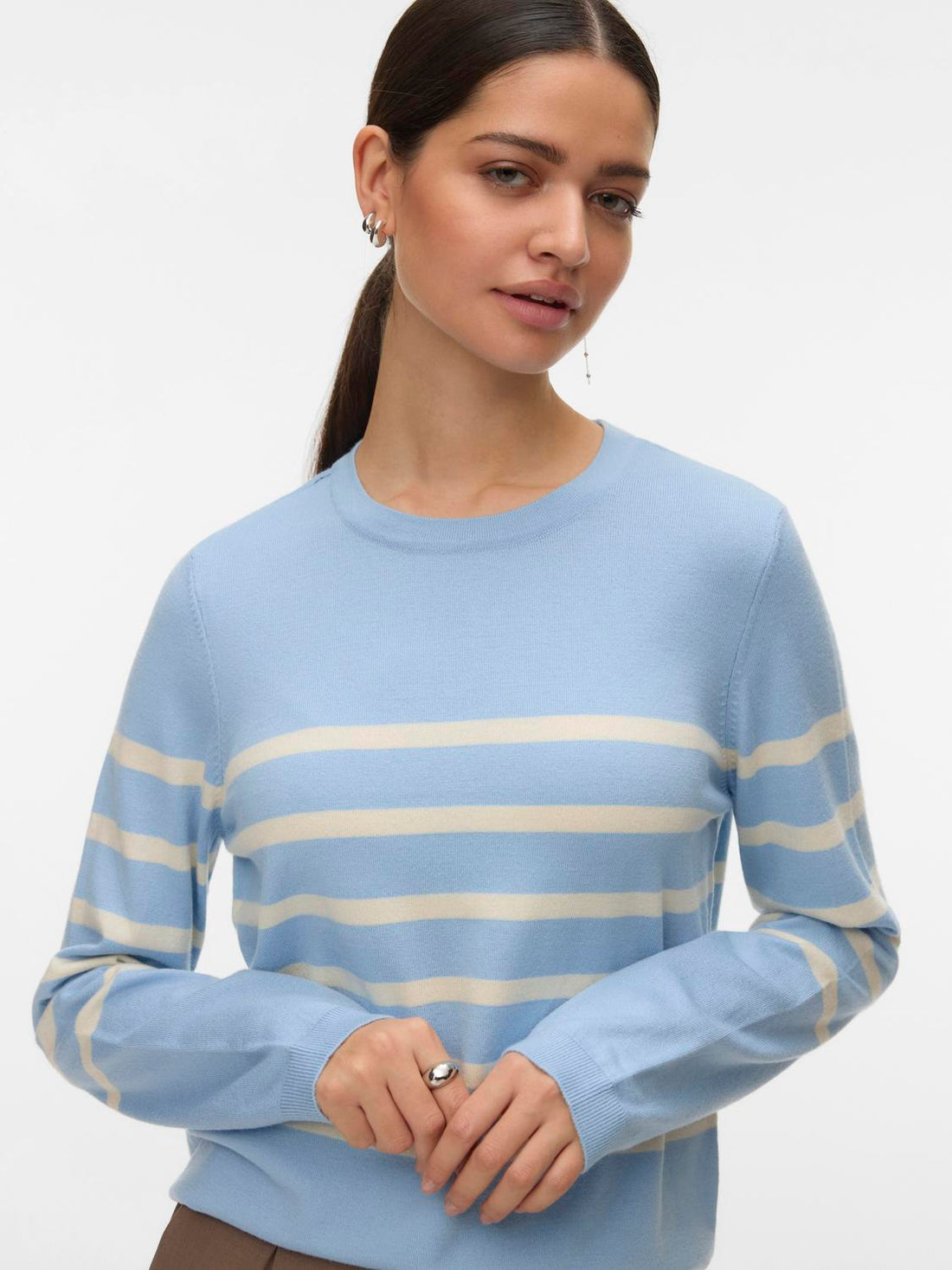 Vmsaba Plain Ls O-Neck Pullover Ga Noos Blå