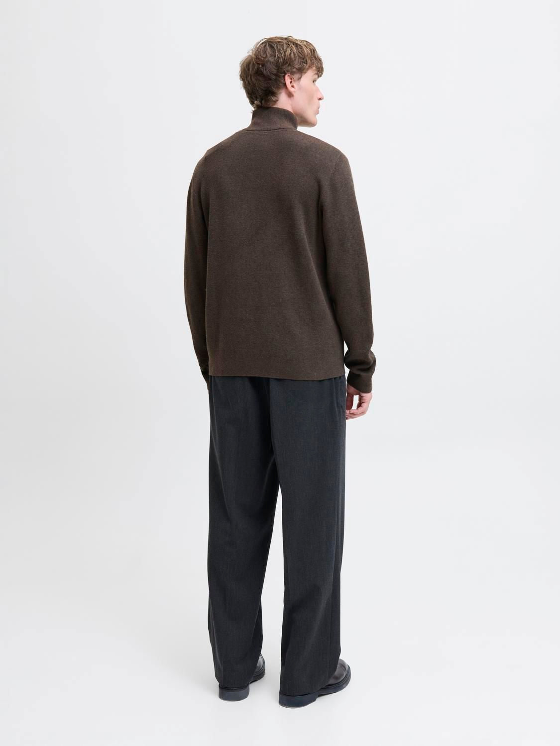 Jprmilano Stitch Knit Half Zip Sn Brun