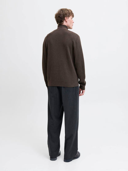 Jprmilano Stitch Knit Half Zip Sn Brun