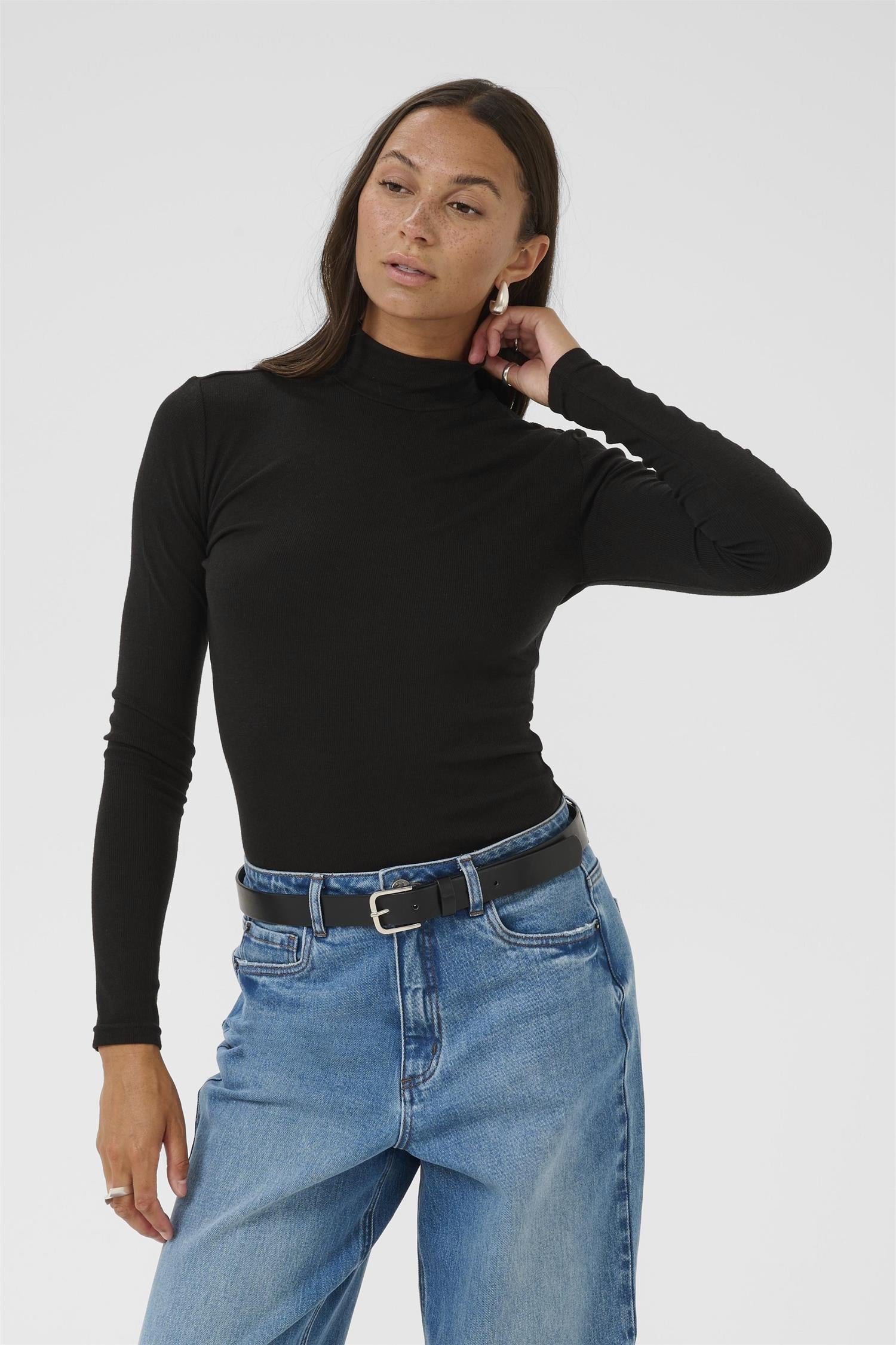 Kaiben Roll Neck T-Shirt Black Deep