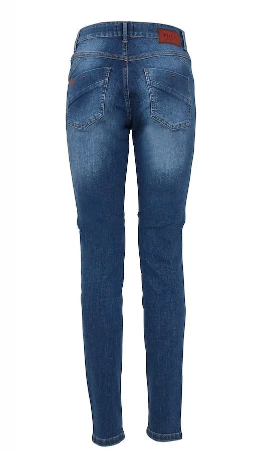 PZEMMA Highwaist Skinny Mellom Blå Denim