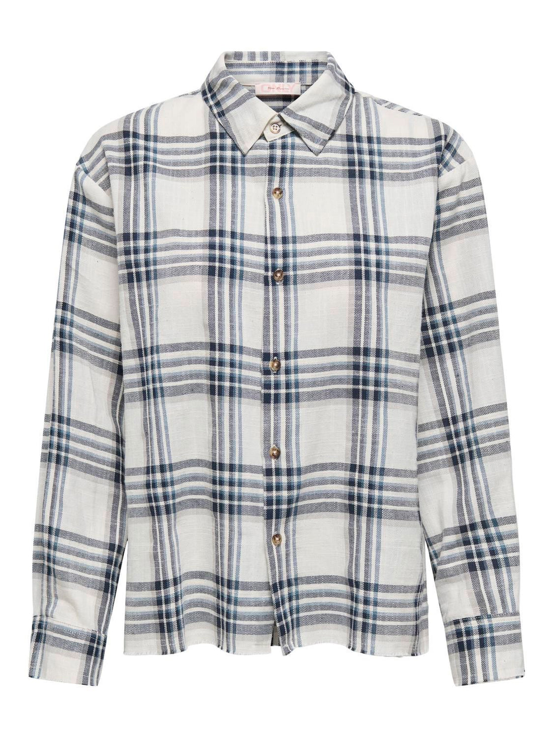 Onlpotsdam Abbie Ls Check Shirt Moch Wvn Hvit