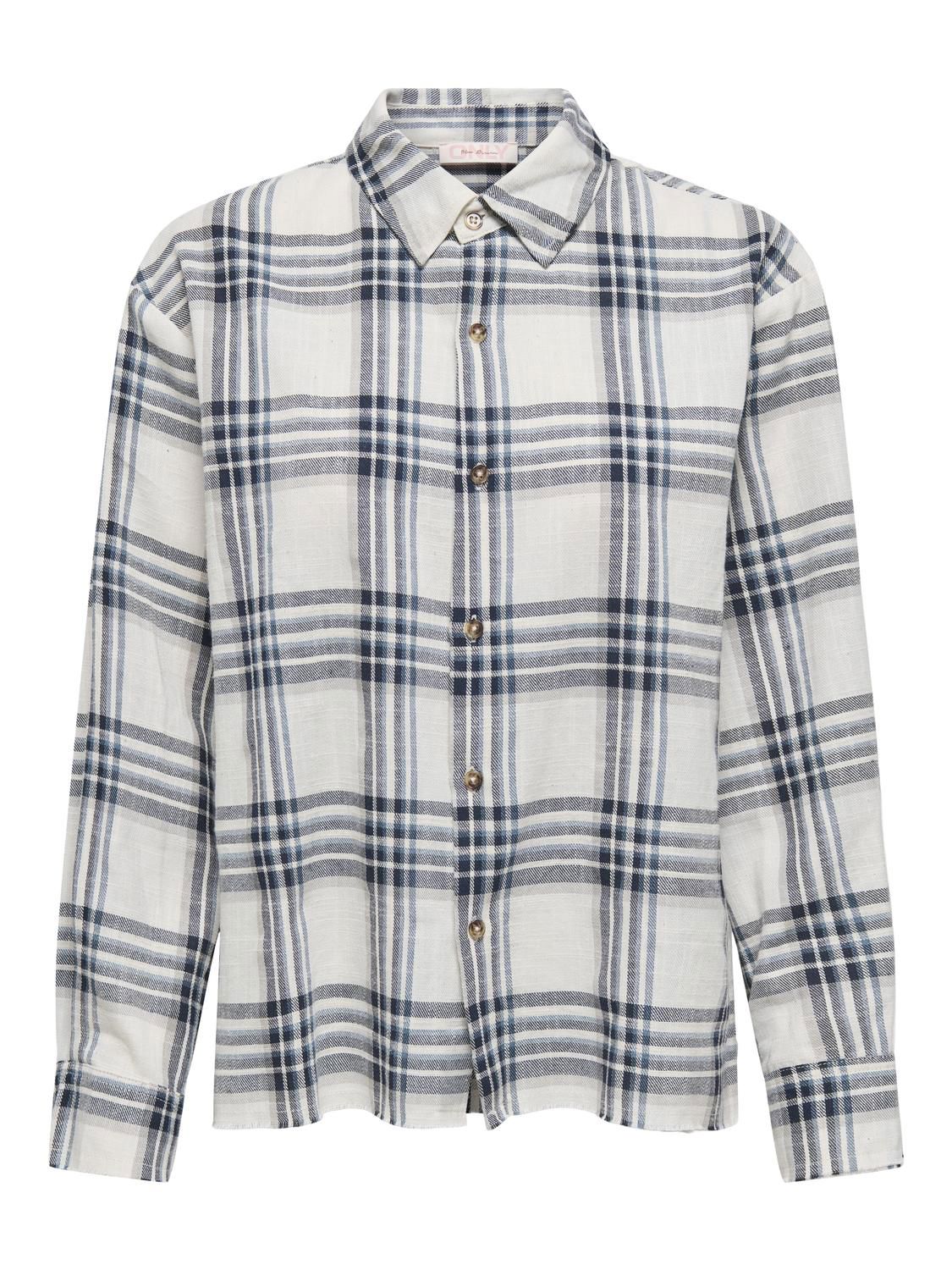 Onlpotsdam Abbie Ls Check Shirt Moch Wvn Hvit