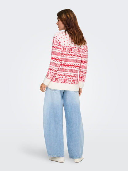 Onlxmas Nordic Ls O-Neck Knt Hvit