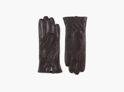 MANZINI Mina Leather Gloves Brun
