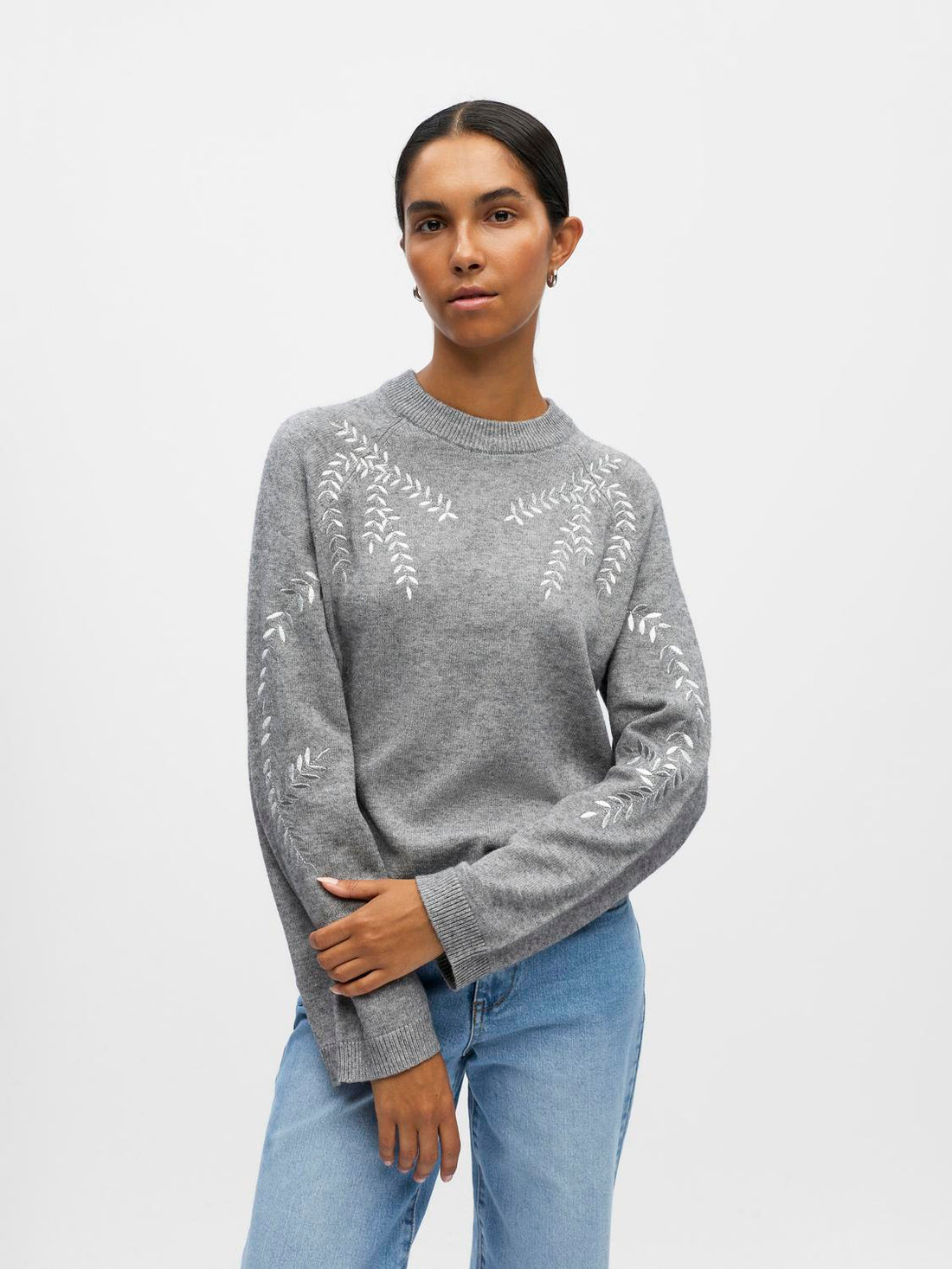 Objlaney Rubin Ls Pullover Noos Mellomgrå